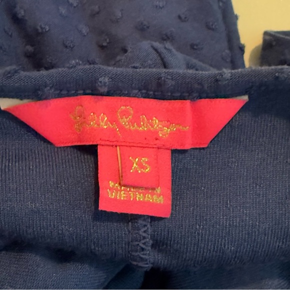 Lilly Pulitzer Pheby Blue Flocked Dot Ruffle Long Sleeve Sheath Dress Sz XS - Picture 12 of 14